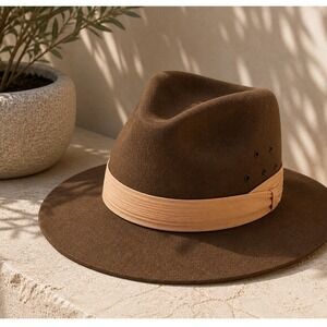 Hunting World New York Minisafari Brown Felt Fedora Hat Size 7 1/4 South Africa